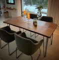 Stół do jadalni z blatem drewnianym 160 x 80 cm na stalowych nogach typu hairpin